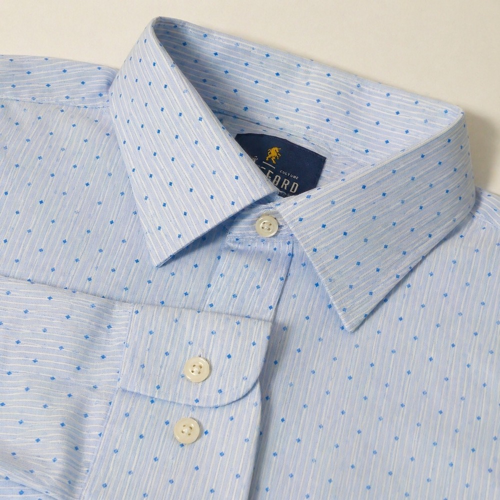 Stafford Dress Shirt Mens 16 32/33 Blue White Micro dot Stripe Diamond Easy Care